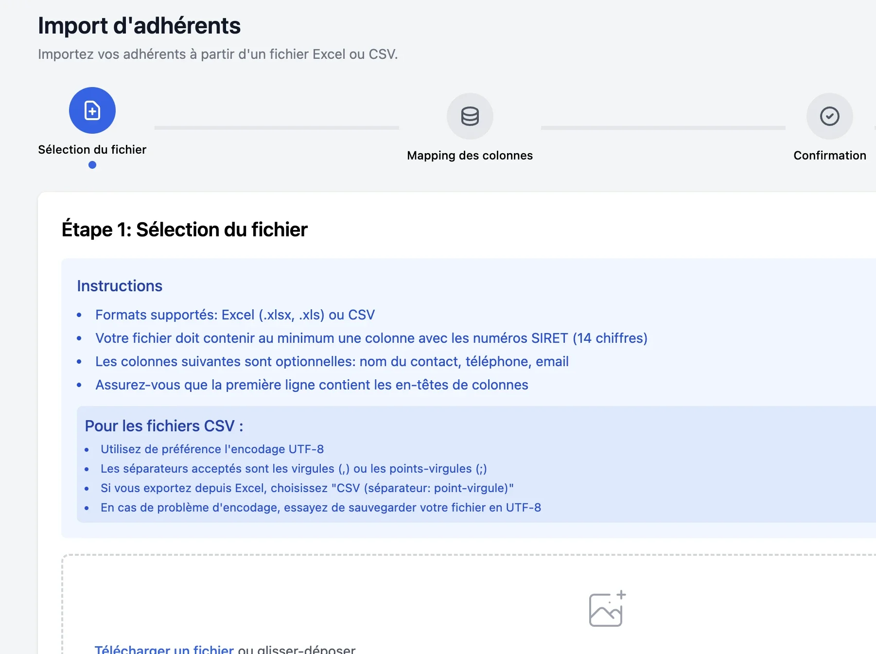 Import des adhérents